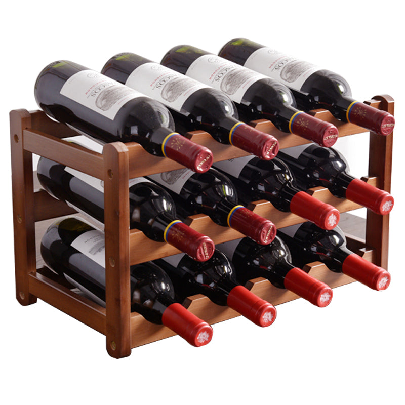 Modern Minimalist Multi-bottle Wine Grid Rack Storage Bamboo Solid Wood