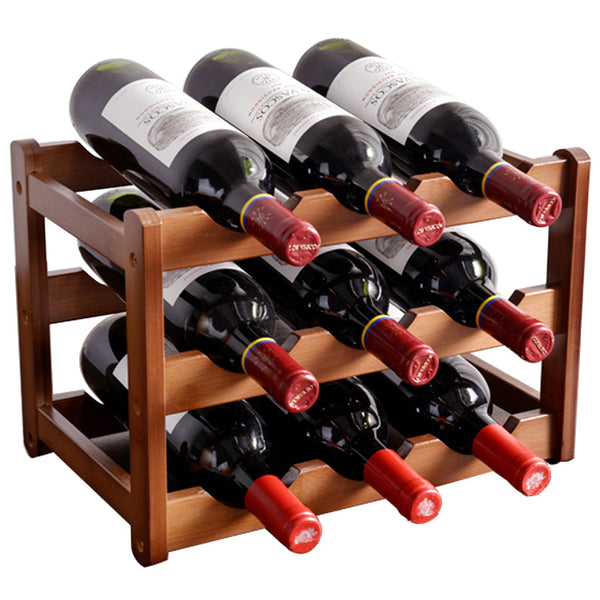 Modern Minimalist Multi-bottle Wine Grid Rack Storage Bamboo Solid Wood