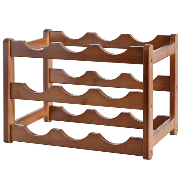 Modern Minimalist Multi-bottle Wine Grid Rack Storage Bamboo Solid Wood