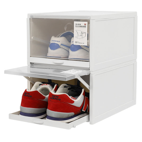 Stackable Transparent Sliding Shoebox Storage Box Plastic Drawer Organizer
