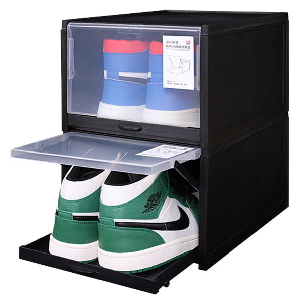 Stackable Transparent Sliding Shoebox Storage Box Plastic Drawer Organizer
