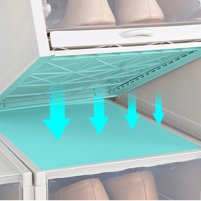 Stackable Transparent Sliding Shoebox Storage Box Plastic Drawer Organizer