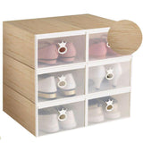 6pcs Stackable Clear Shoe Storage Box Organizer for Closet Sneaker Display Cabinet with Front Opening Drawer for Men Women Shoes