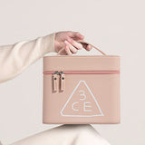 Portable Large Capacity Cosmetic Makeup Box with Built-in Mirror 3CE