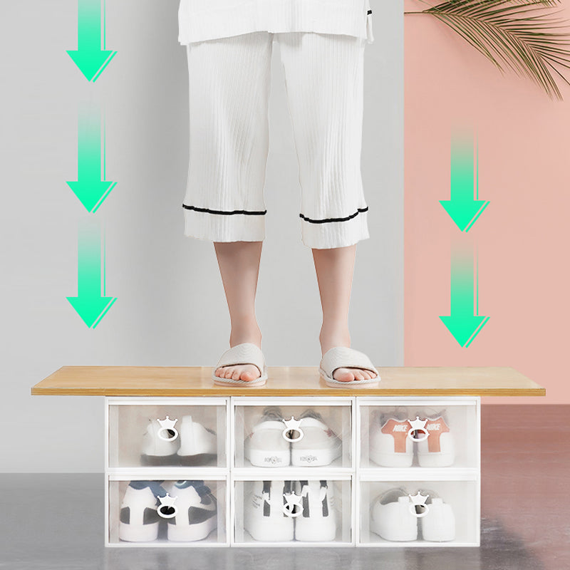 6pcs Stackable Clear Shoe Storage Box Organizer for Closet Sneaker Display Cabinet with Front Opening Drawer for Men Women Shoes