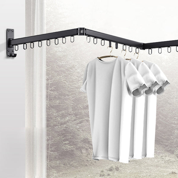 Balcony Folding Drying Rack Wall Hanging Indoor Telescopic Clothes Rod Push-pull