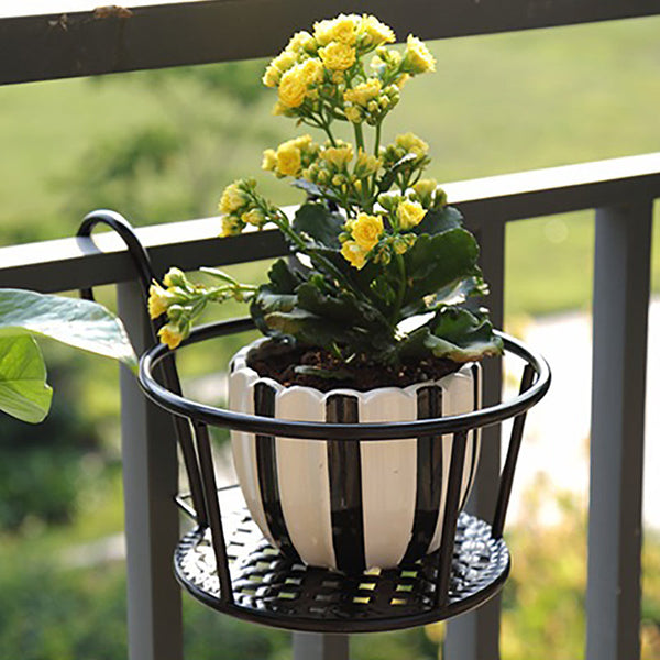 Balcony Flower Stand Iron Hanging Pot Hanger Railing Succulent Green Plant