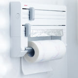 Perforated Kitchen Paper Towel Holder Plastic Wrap Foil Rack Wall-mounted Cutter