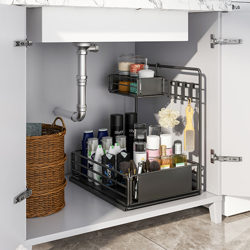 Kitchen Storage Sliding Rail Seasoning Rack Rust-proof Bathroom Organizer