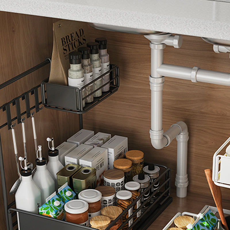 Kitchen Storage Sliding Rail Seasoning Rack Rust-proof Bathroom Organizer