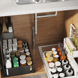 Kitchen Storage Sliding Rail Seasoning Rack Rust-proof Bathroom Organizer