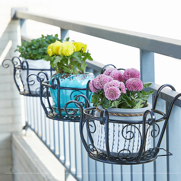 Nordic Balcony Flower Stand Decoration Shelf Wrought Iron Pot Hanger Green Plant