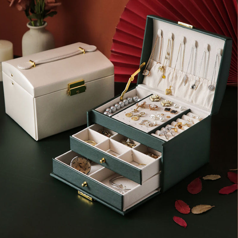 High-end Jewelry Box Earrings Necklace Storage Multi-layer With Lock