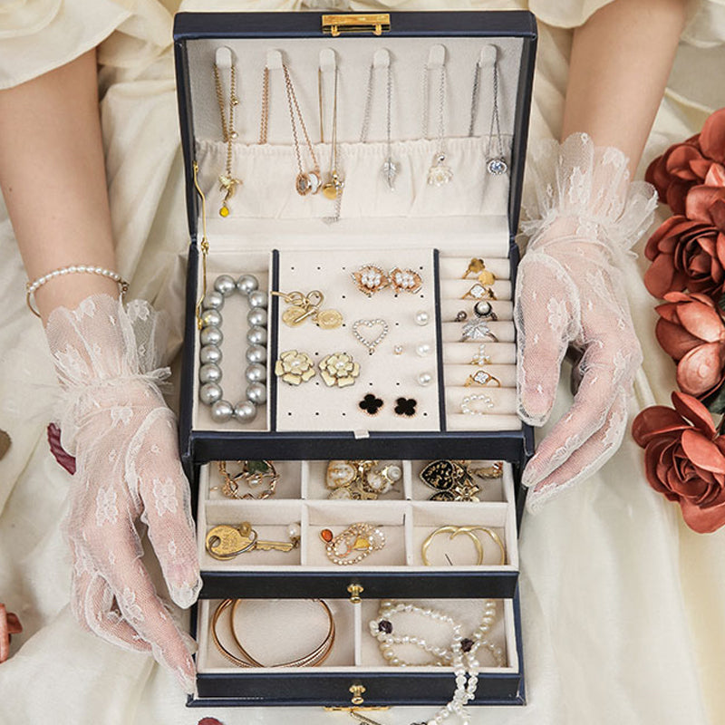 High-end Jewelry Box Earrings Necklace Storage Multi-layer With Lock