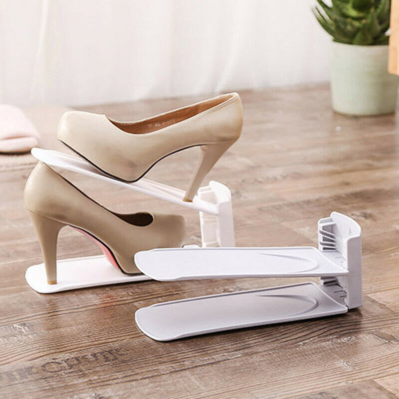 White Double Layer Shoe Anti Dust Storage Shoe Rack