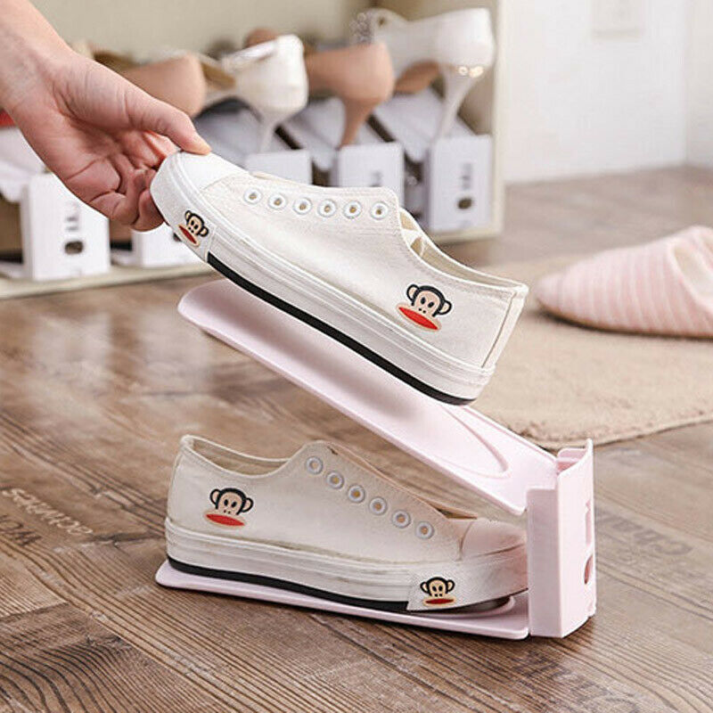 White Double Layer Shoe Anti Dust Storage Shoe Rack