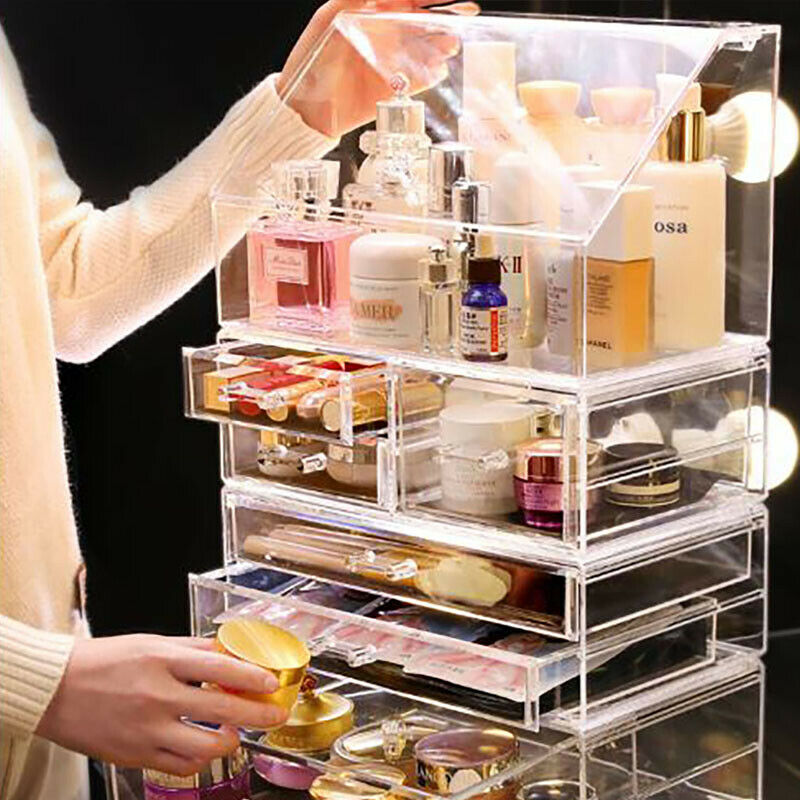 Transparent Acrylic Cosmetics Skincare Rack Organizer