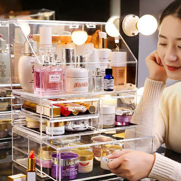 Transparent Acrylic Cosmetics Skincare Rack Organizer