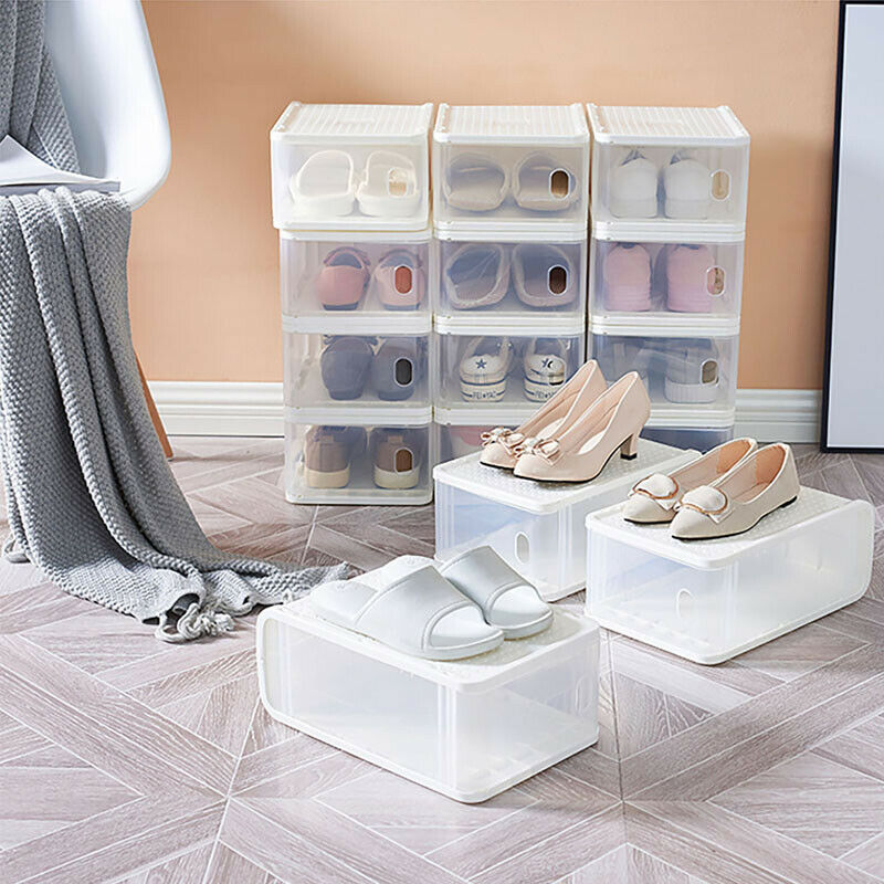 Transparent Plastic Storage Shoe Box flip Drawer Stackable  Dust-proof