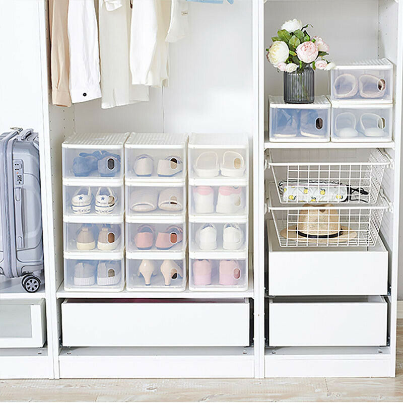 Transparent Plastic Storage Shoe Box flip Drawer Stackable  Dust-proof