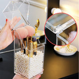 Desktop Clear Transparent Makeup Storage Box Brushes Holder Cosmetic Flip Top