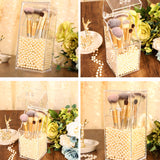 Desktop Clear Transparent Makeup Storage Box Brushes Holder Cosmetic Flip Top