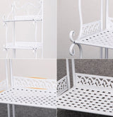 Kitchen Bathroom 5-layer Storage Foldable Shelf Rack Anti-slip Stand White Metal