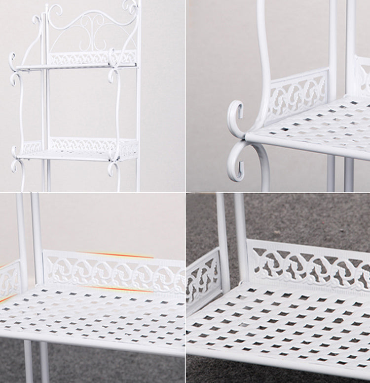 Kitchen Bathroom 5-layer Storage Foldable Shelf Rack Anti-slip Stand White Metal