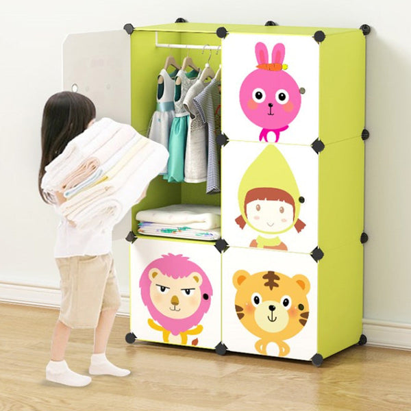 Children's Wardrobe Plastic Shelf Clothes Storage Cabinet