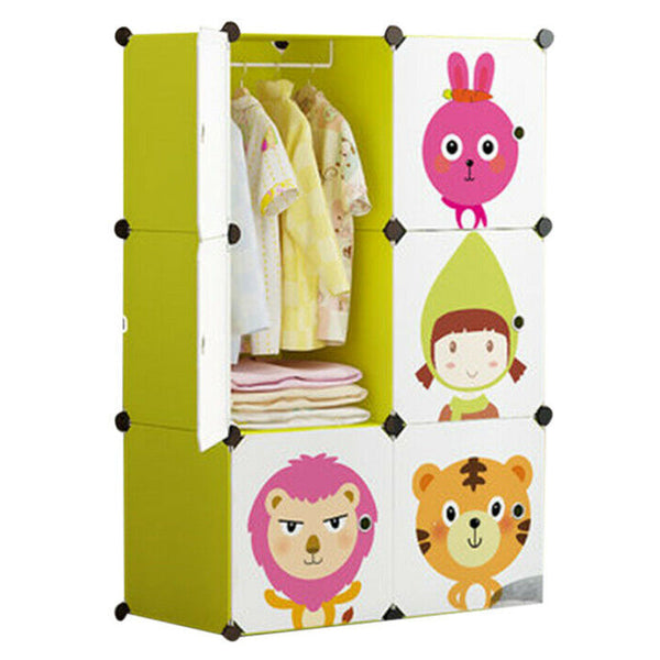 Children's Wardrobe Plastic Shelf Clothes Storage Cabinet