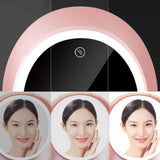 Cosmetic Storage Box LED Mirror Dust-proof Dressing Organizer Holder Case