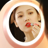 Cosmetic Storage Box LED Mirror Dust-proof Dressing Organizer Holder Case