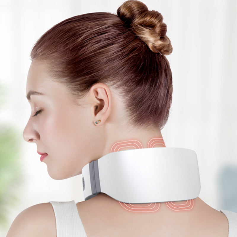 Portable Electric Neck Massager Cervical Patches Stimulator Pain Relief 4-Head