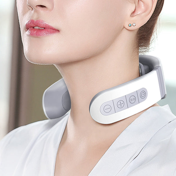 Portable Electric Neck Massager Cervical Patches Stimulator Pain Relief 4-Head