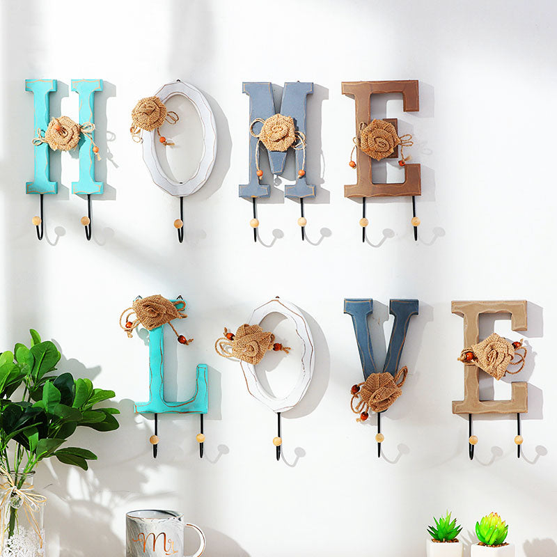Creative Letter Hook Coat Porch Door Rack Wall Hanger Clothing Room Decoration