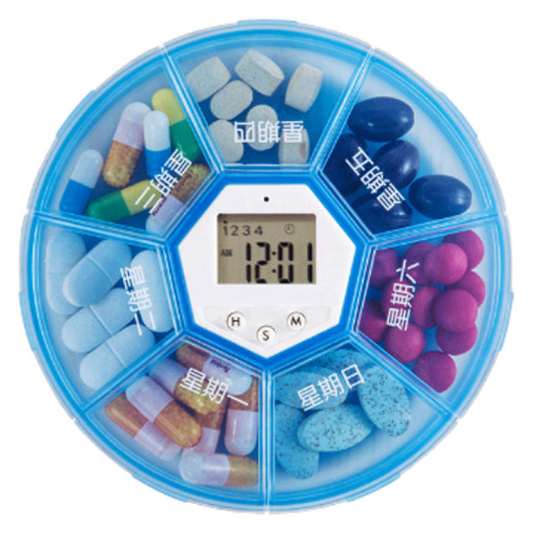 Smart Electric Medicine Box Pill Elder Reminder Voice Alarm Clock Timing Kit