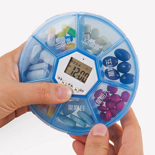 Smart Electric Medicine Box Pill Elder Reminder Voice Alarm Clock Timing Kit