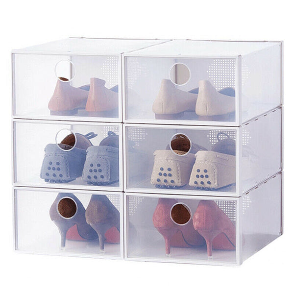 6 Pcs All Transparent Plastic Shoe Storage Box