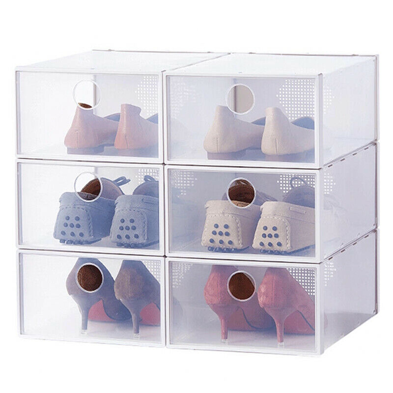 6 Pcs All Transparent Plastic Shoe Storage Box