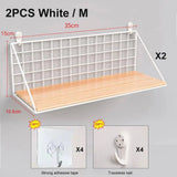 Wall Mounted Shelves Without Drilling Wood Hanging Shelf For Living Room Bedroom Storage Basket Wall Decoration Rack Organizers