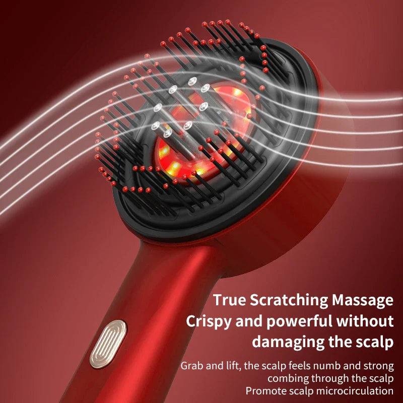 3 Modes Electric Vibration Massage Comb Red Light Therapy Hair Growth Massage Scalp Brush Oil Liquid Applicator Head Massager