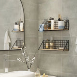 Wall Mounted Shelves Without Drilling Wood Hanging Shelf For Living Room Bedroom Storage Basket Wall Decoration Rack Organizers